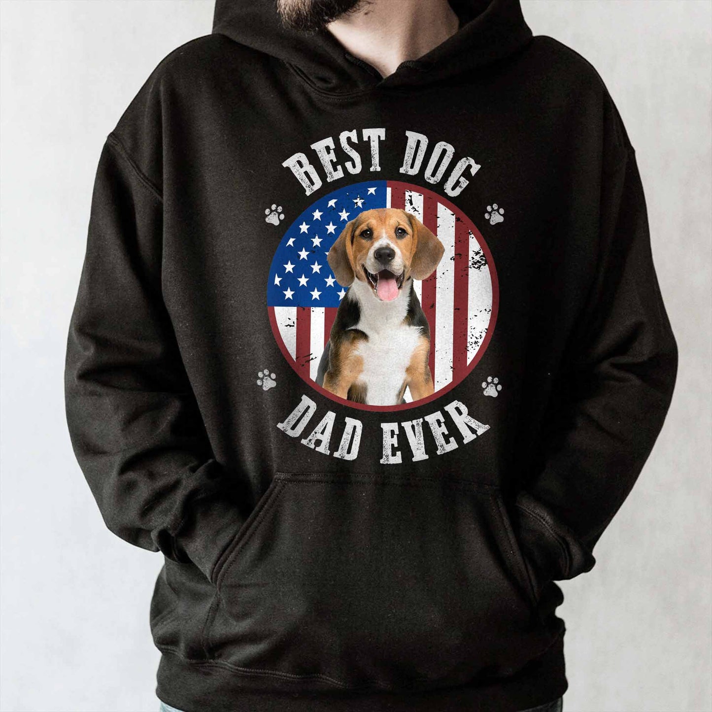 Best Dog Dad Ever With American Flag - Personalized Custom Unisex T-shirt, Hoodie - PET112_BBAS
