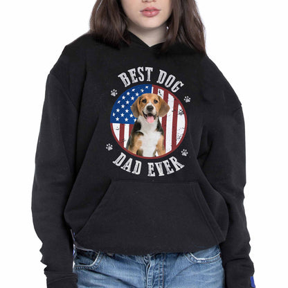 Best Dog Dad Ever With American Flag - Personalized Custom Unisex T-shirt, Hoodie - PET112_BBAS