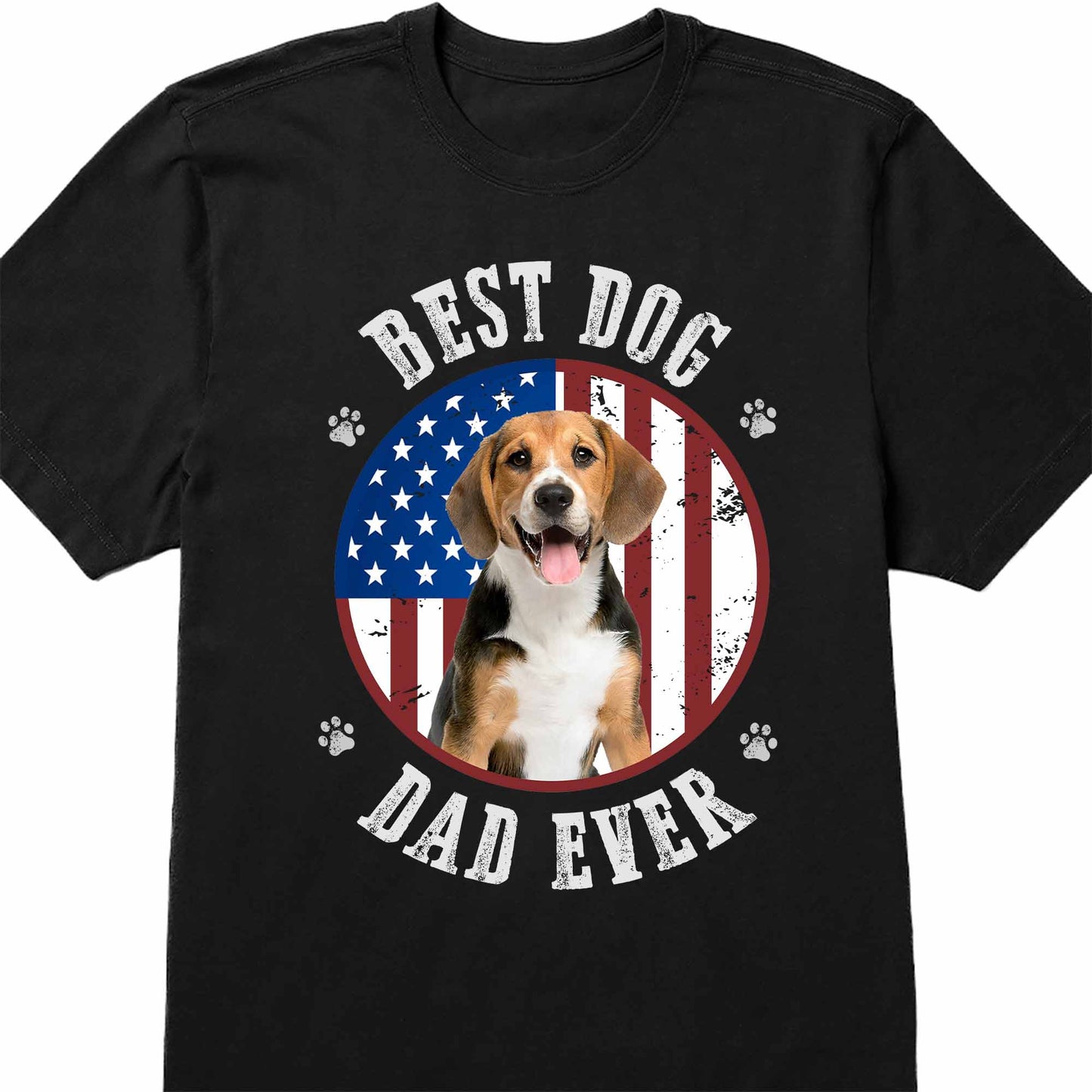 Best Dog Dad Ever With American Flag - Personalized Custom Unisex T-shirt, Hoodie - PET112_BBAS