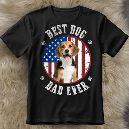 Best Dog Dad Ever With American Flag - Personalized Custom Unisex T-shirt, Hoodie - PET112_BBAS