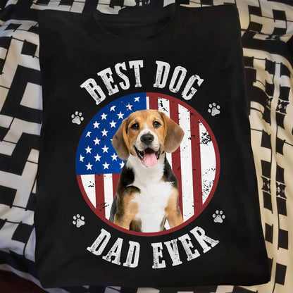 Best Dog Dad Ever With American Flag - Personalized Custom Unisex T-shirt, Hoodie - PET112_BBAS