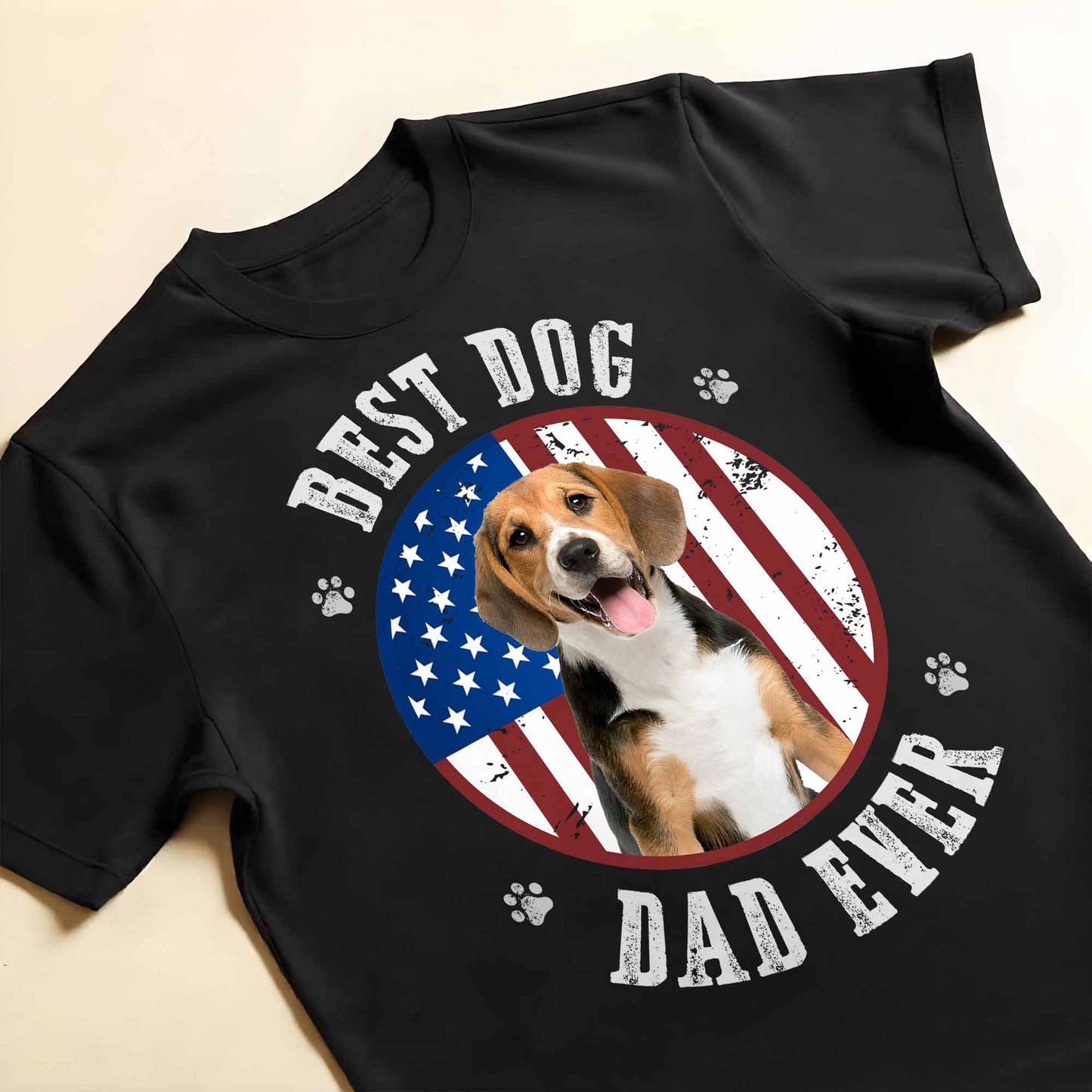 Best Dog Dad Ever With American Flag - Personalized Custom Unisex T-shirt, Hoodie - PET112_BBAS