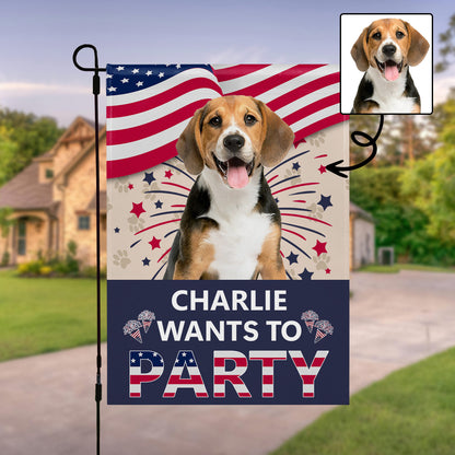 Charlie Wants To Party With American Flag And Paw Prints