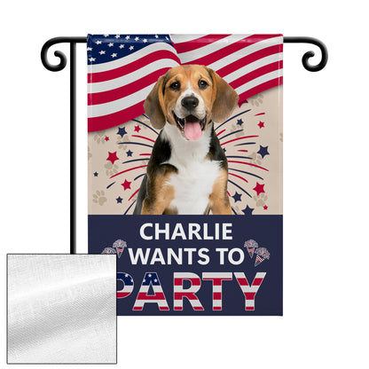 Charlie Wants To Party With American Flag And Paw Prints