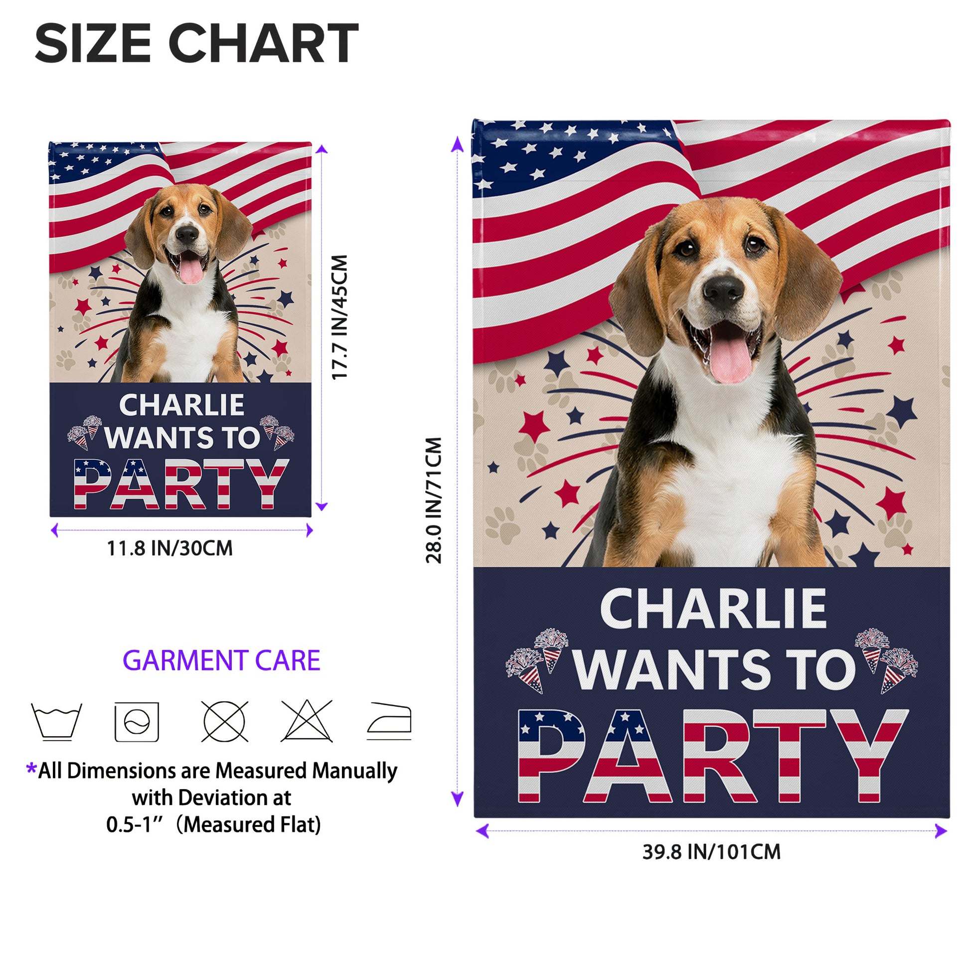 Charlie Wants To Party With American Flag And Paw Prints