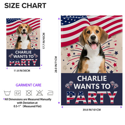 Charlie Wants To Party With American Flag And Paw Prints