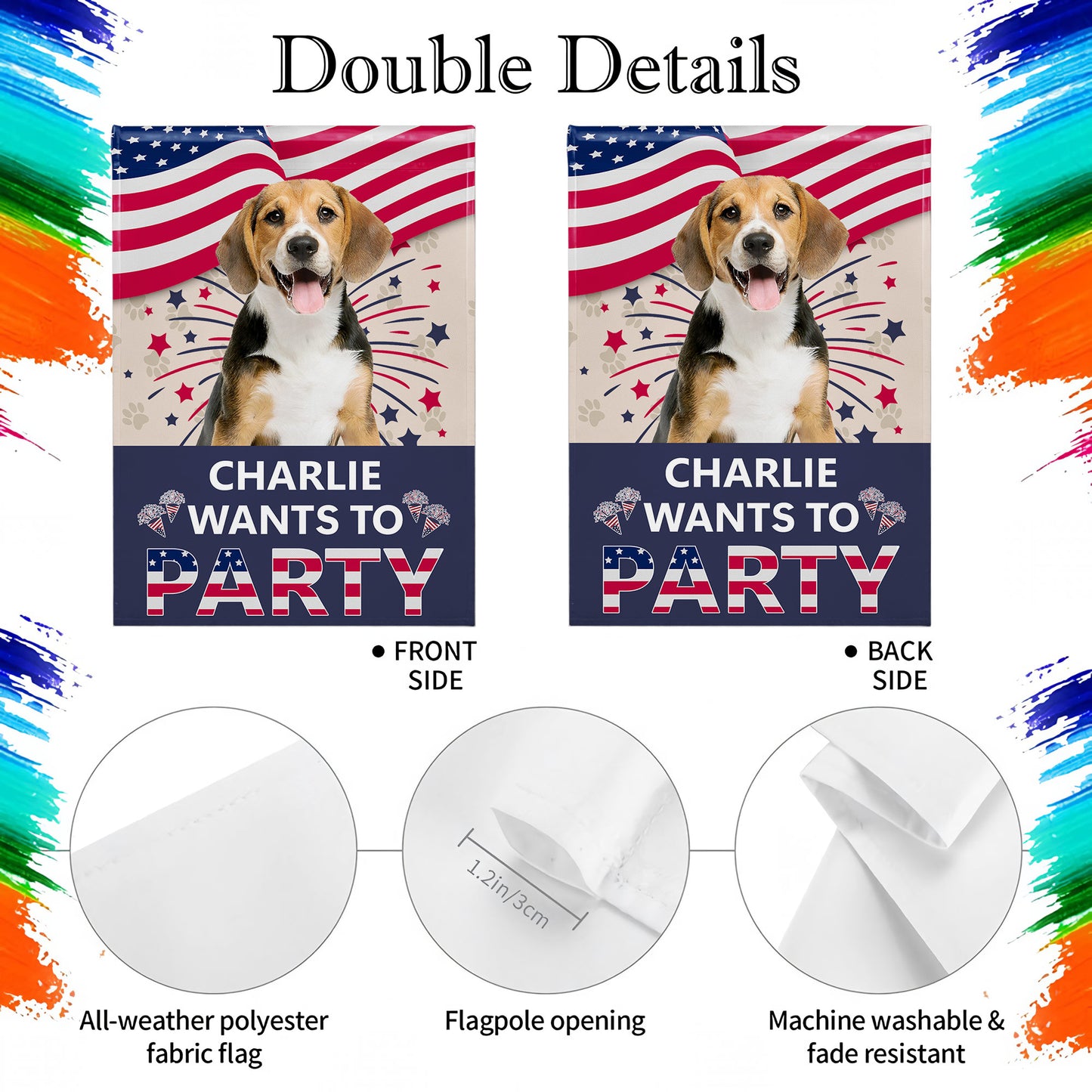 Charlie Wants To Party With American Flag And Paw Prints