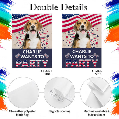 Charlie Wants To Party With American Flag And Paw Prints