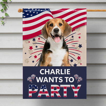 Charlie Wants To Party With American Flag And Paw Prints