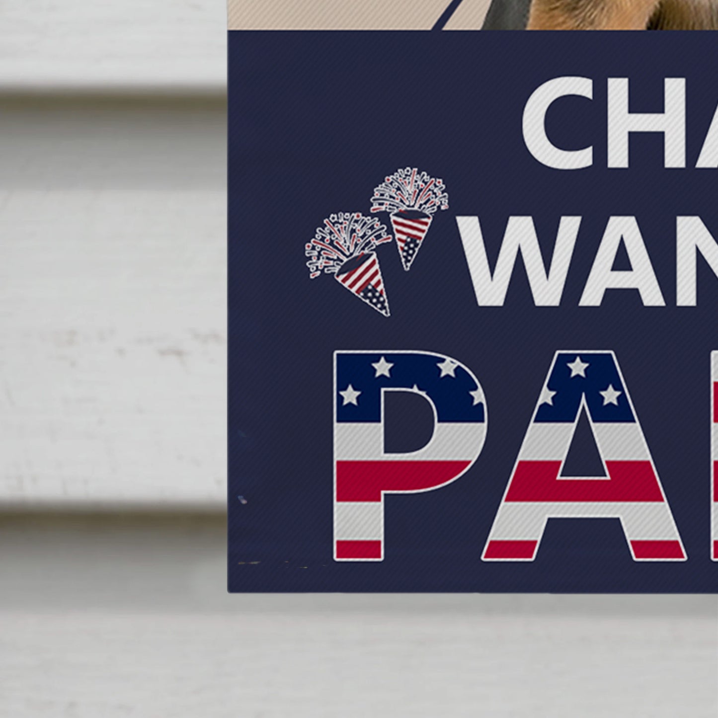 Charlie Wants To Party With American Flag And Paw Prints