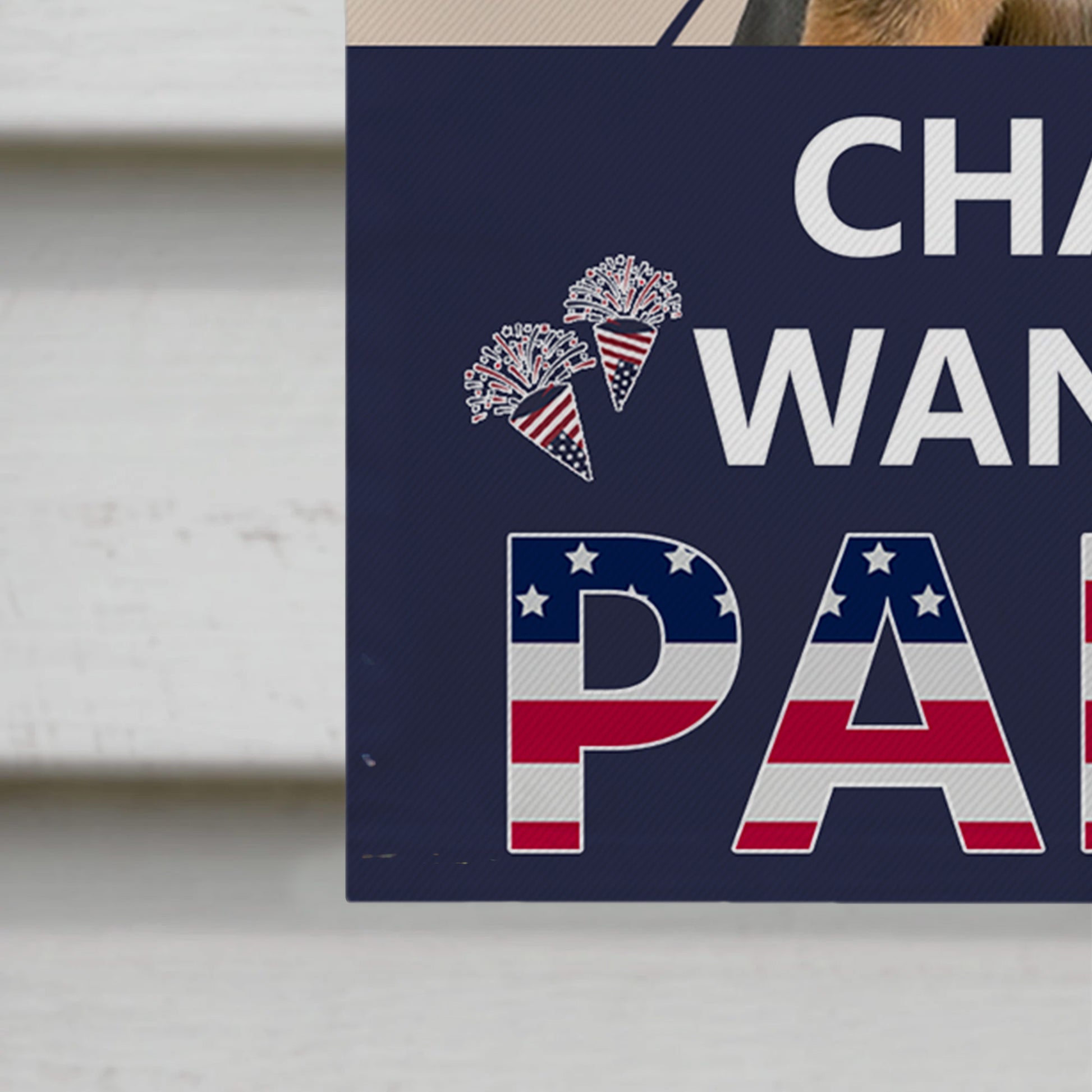 Charlie Wants To Party With American Flag And Paw Prints