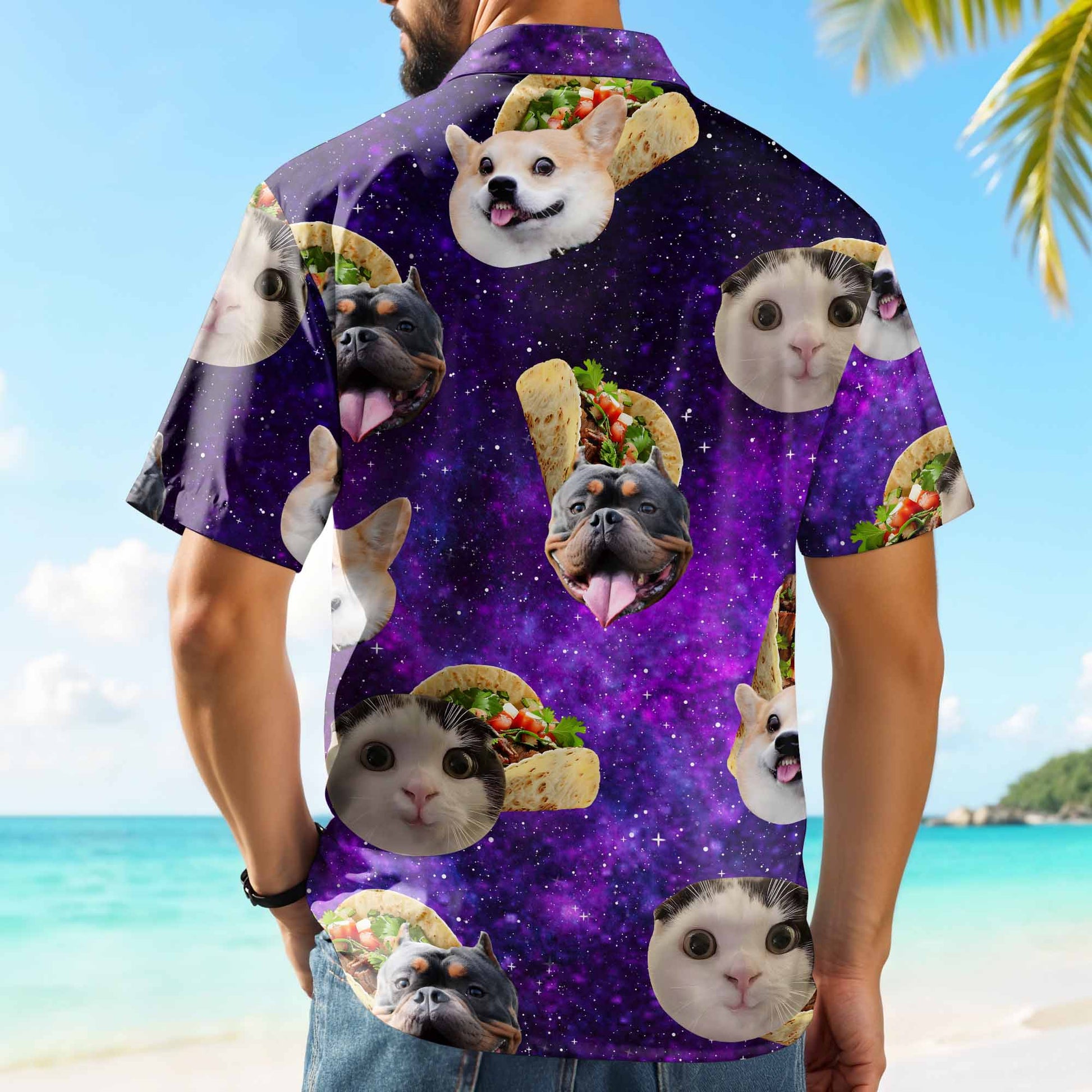 Cute Pets And Tacos Cosmic Background Shirt