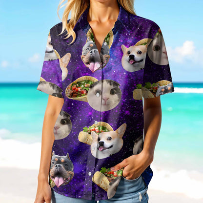 Cute Pets And Tacos Cosmic Background Shirt