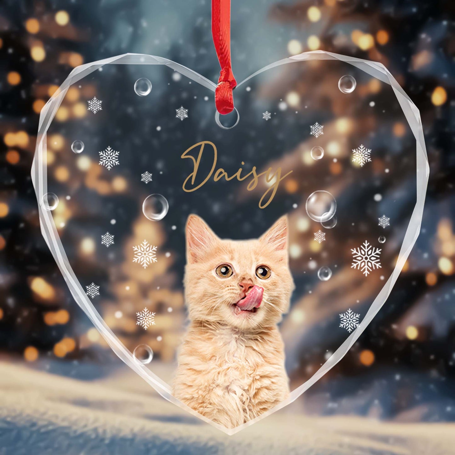 Celebrate Your Furry Friend, Adorable Cat and Snowflake Design