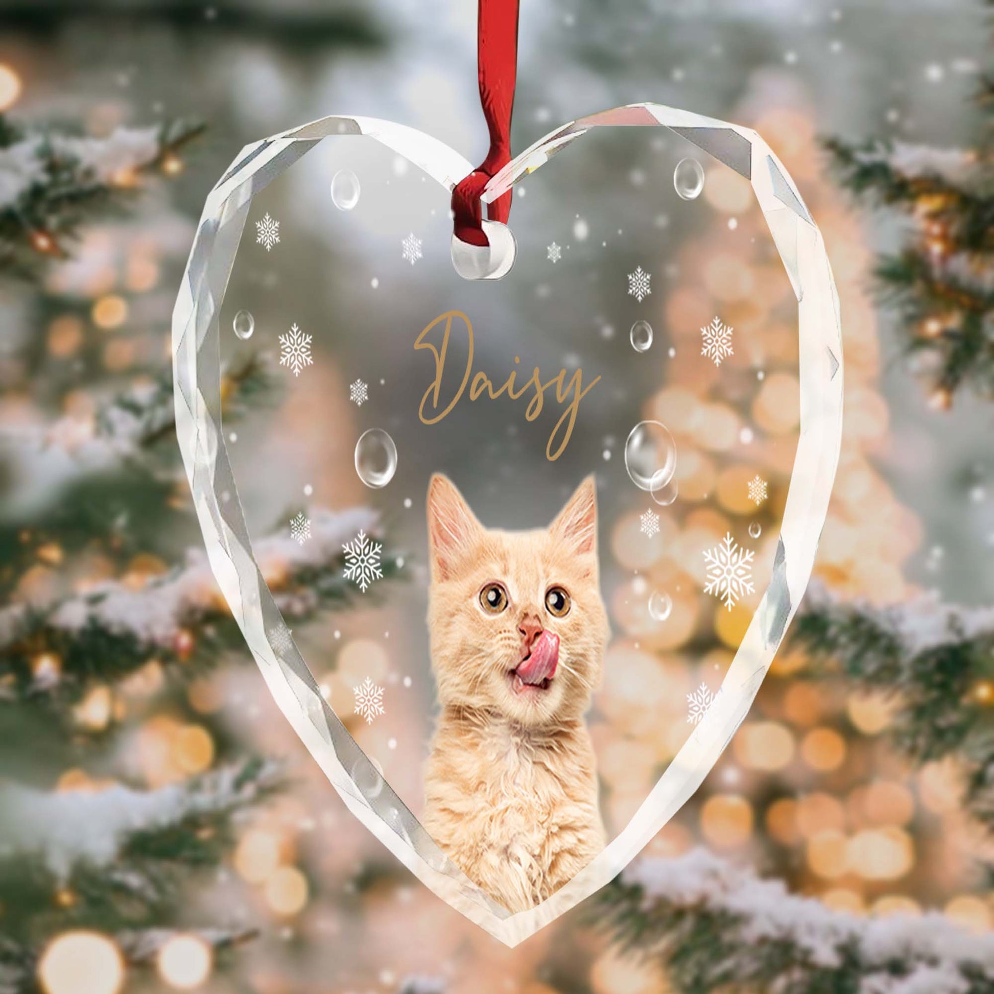Celebrate Your Furry Friend, Adorable Cat and Snowflake Design