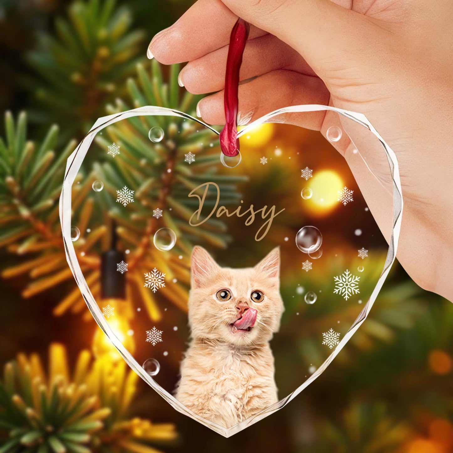 Celebrate Your Furry Friend, Adorable Cat and Snowflake Design