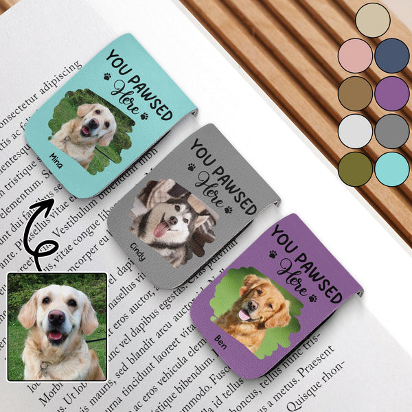 You Pawed Here, Bookmark With Dog and Paws - Personalized Custom Leather Bookmark - PET117_LBMARK