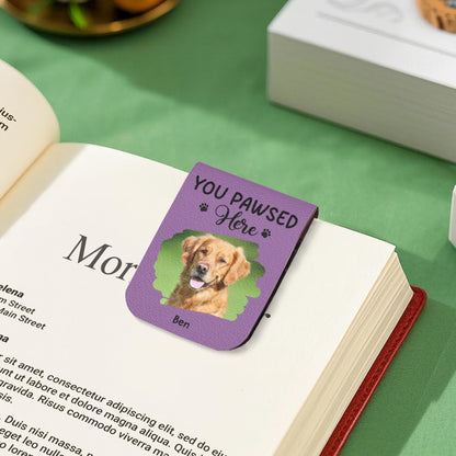 You Pawed Here, Bookmark With Dog and Paws - Personalized Custom Leather Bookmark - PET117_LBMARK