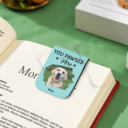You Pawed Here, Bookmark With Dog and Paws - Personalized Custom Leather Bookmark - PET117_LBMARK