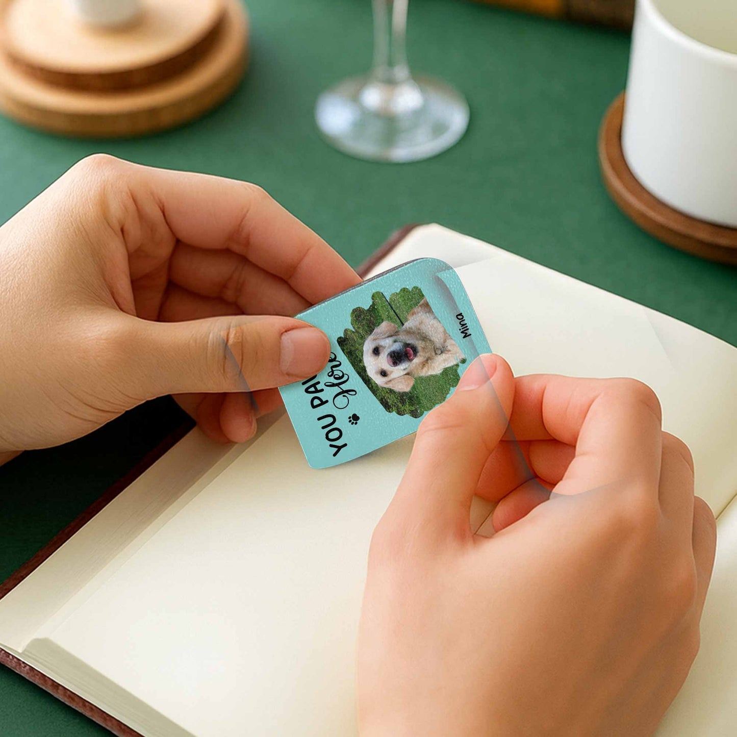 You Pawed Here, Bookmark With Dog and Paws - Personalized Custom Leather Bookmark - PET117_LBMARK