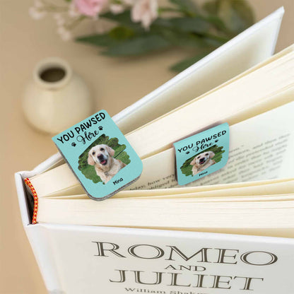 You Pawed Here, Bookmark With Dog and Paws - Personalized Custom Leather Bookmark - PET117_LBMARK