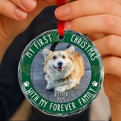 My First Christmas With Paw Prints and Holly Leaves