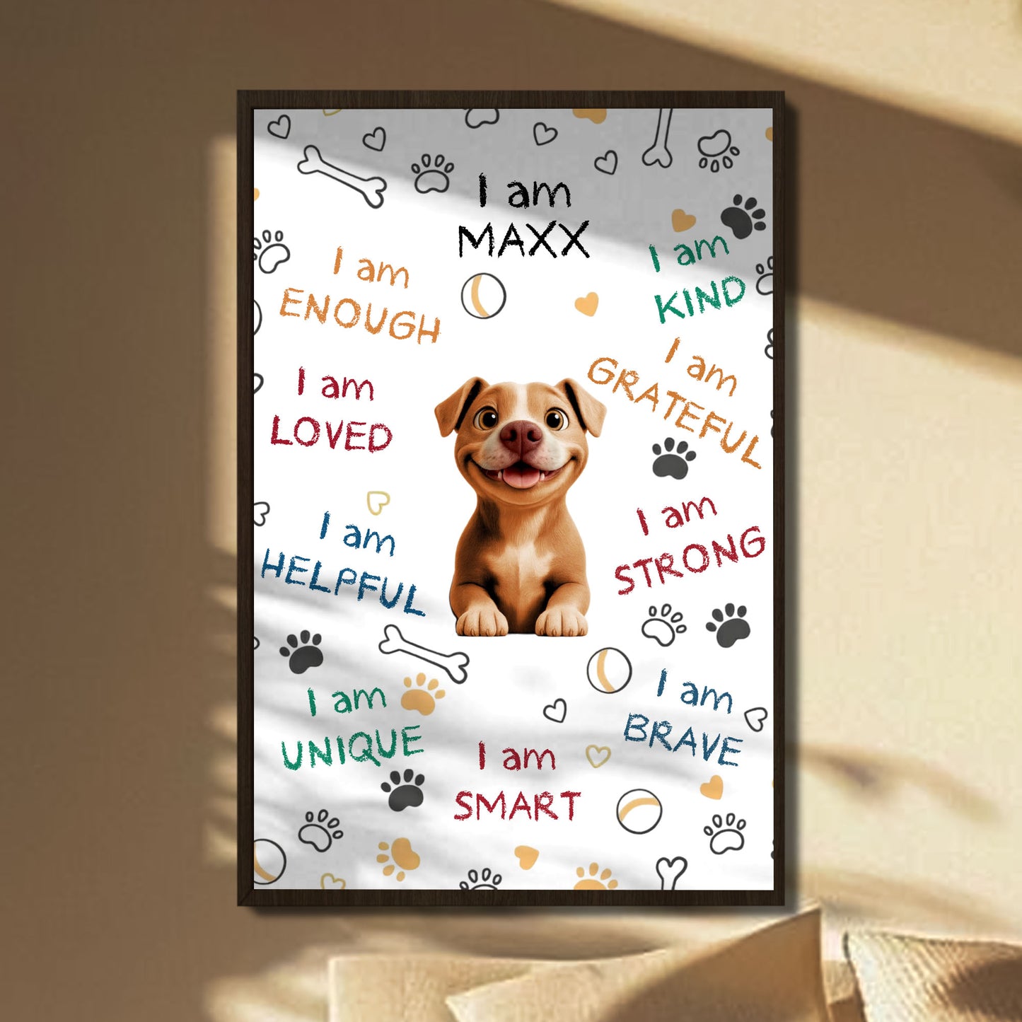 I Am Kind, Grateful, Strong, Brave, Smart With Dog - Personalized Custom Vertical Poster - PET120_VPOS