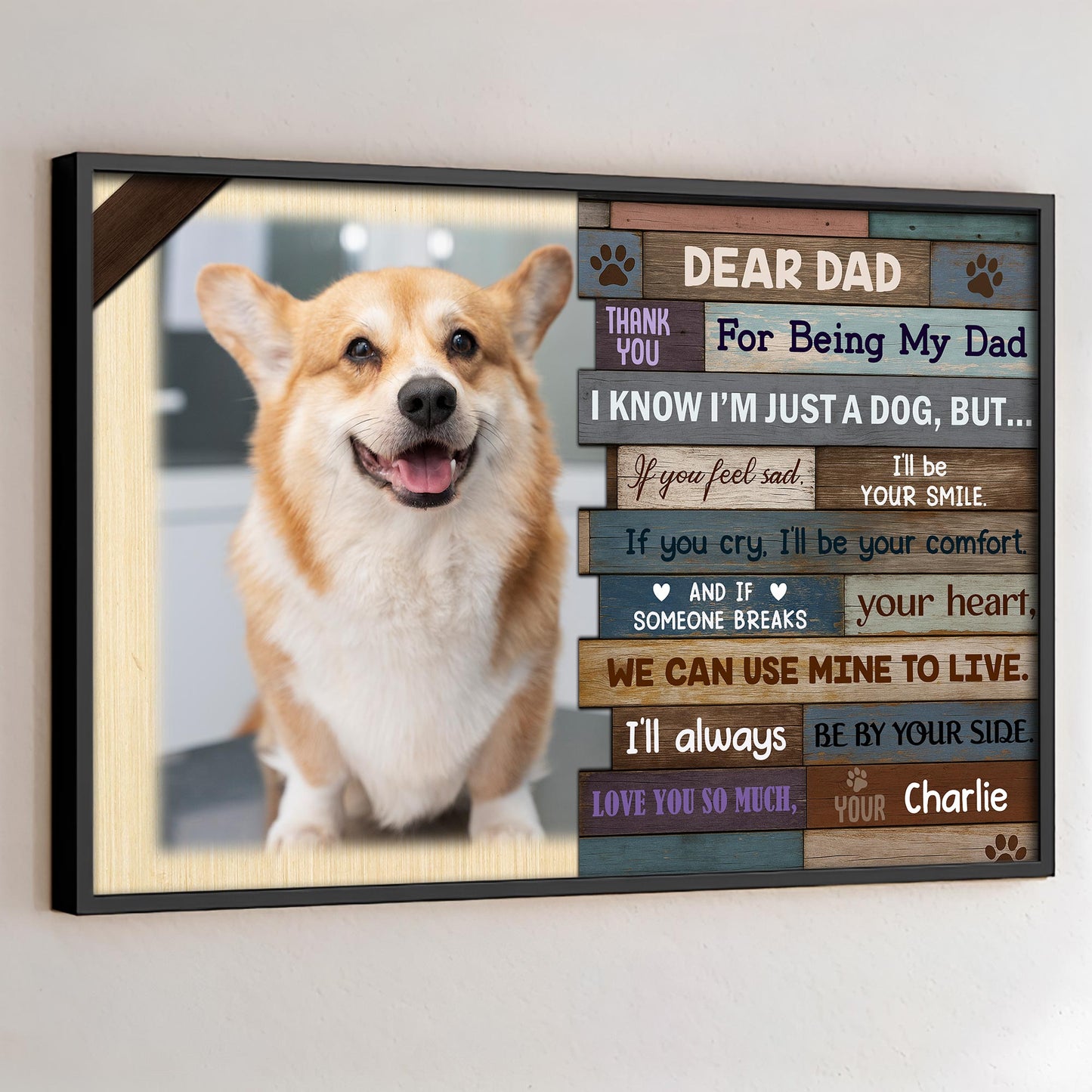 Dear Dad Thank You For Being My Dad, Dog and Wooden Planks Design