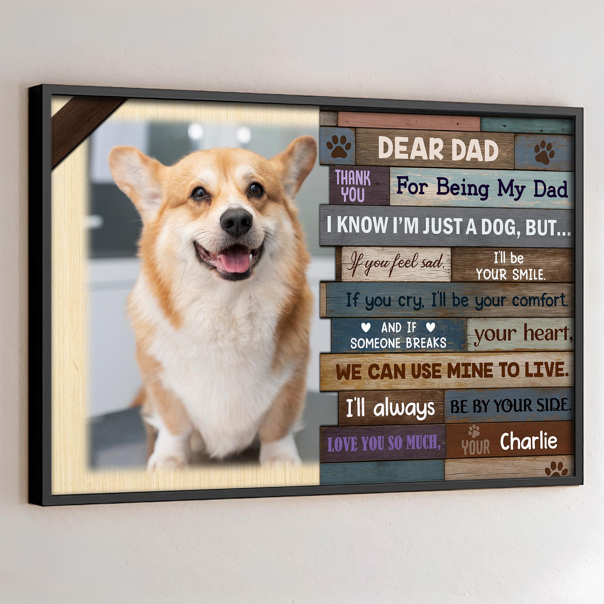 Dear Dad Thank You For Being My Dad, Dog and Wooden Planks Design