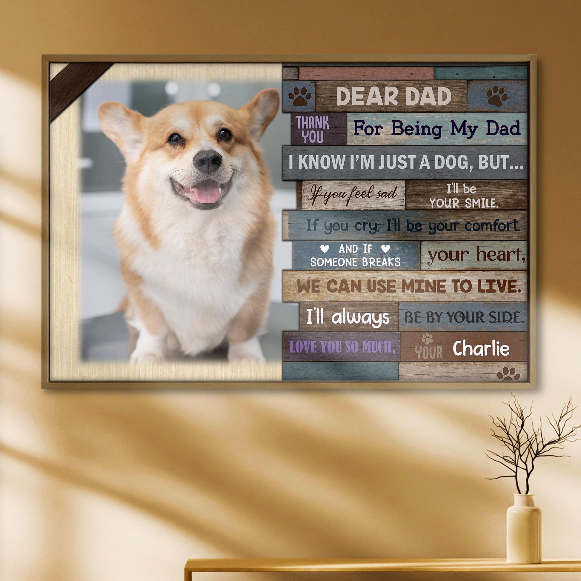 Dear Dad Thank You For Being My Dad, Dog and Wooden Planks Design