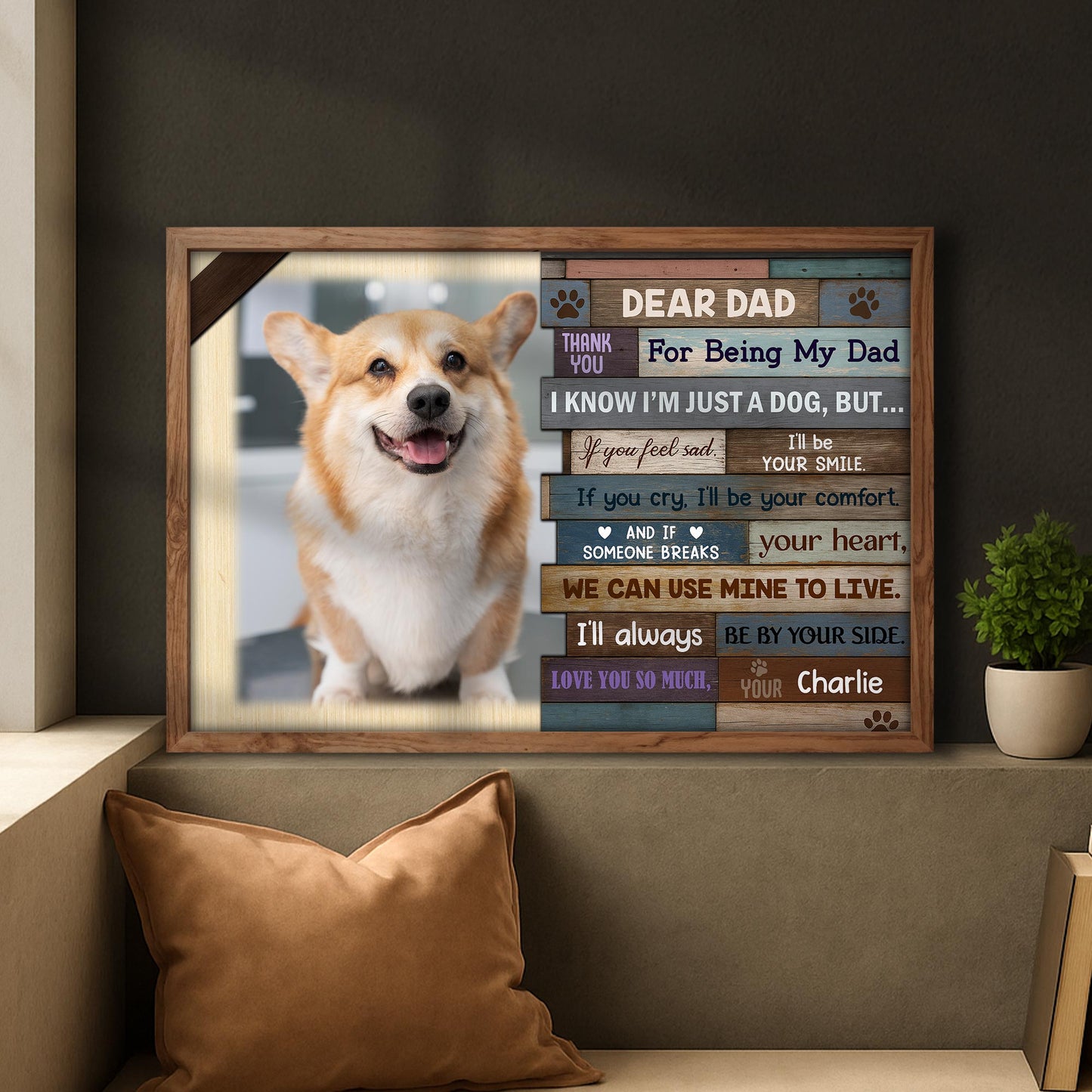 Dear Dad Thank You For Being My Dad, Dog and Wooden Planks Design