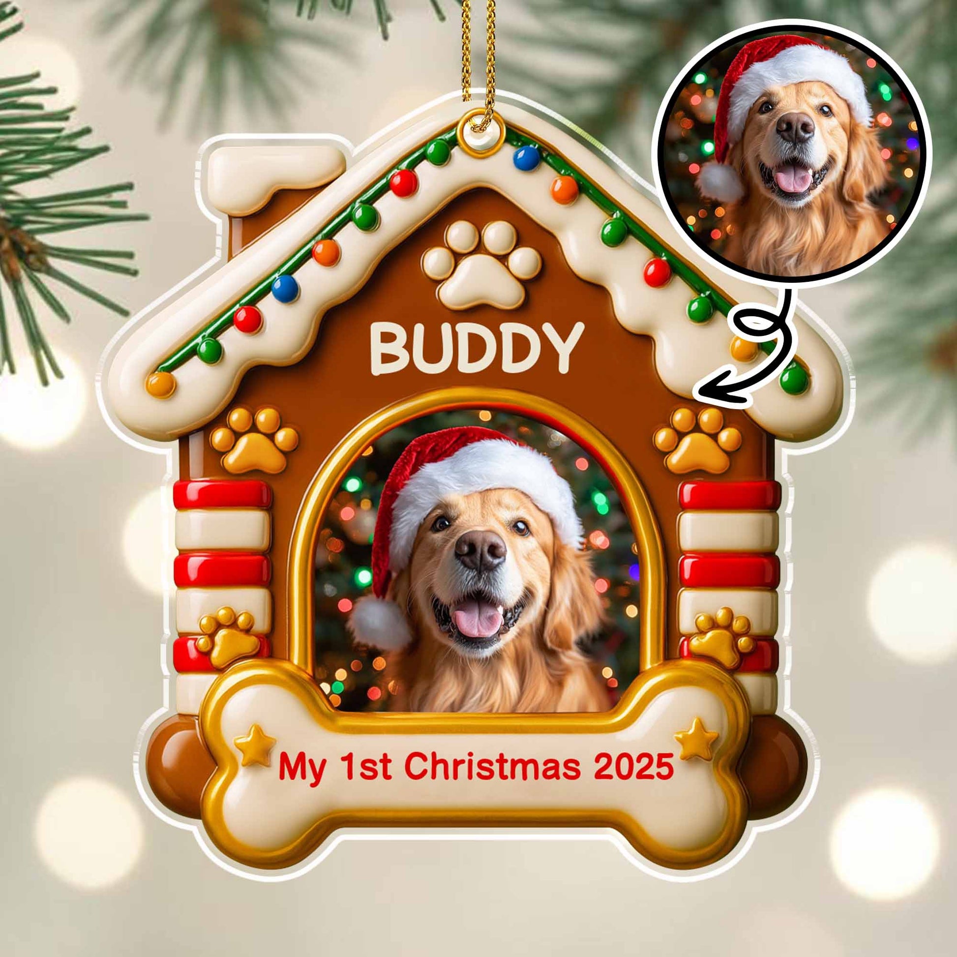 My 1st Christmas, Dog With Santa Hat