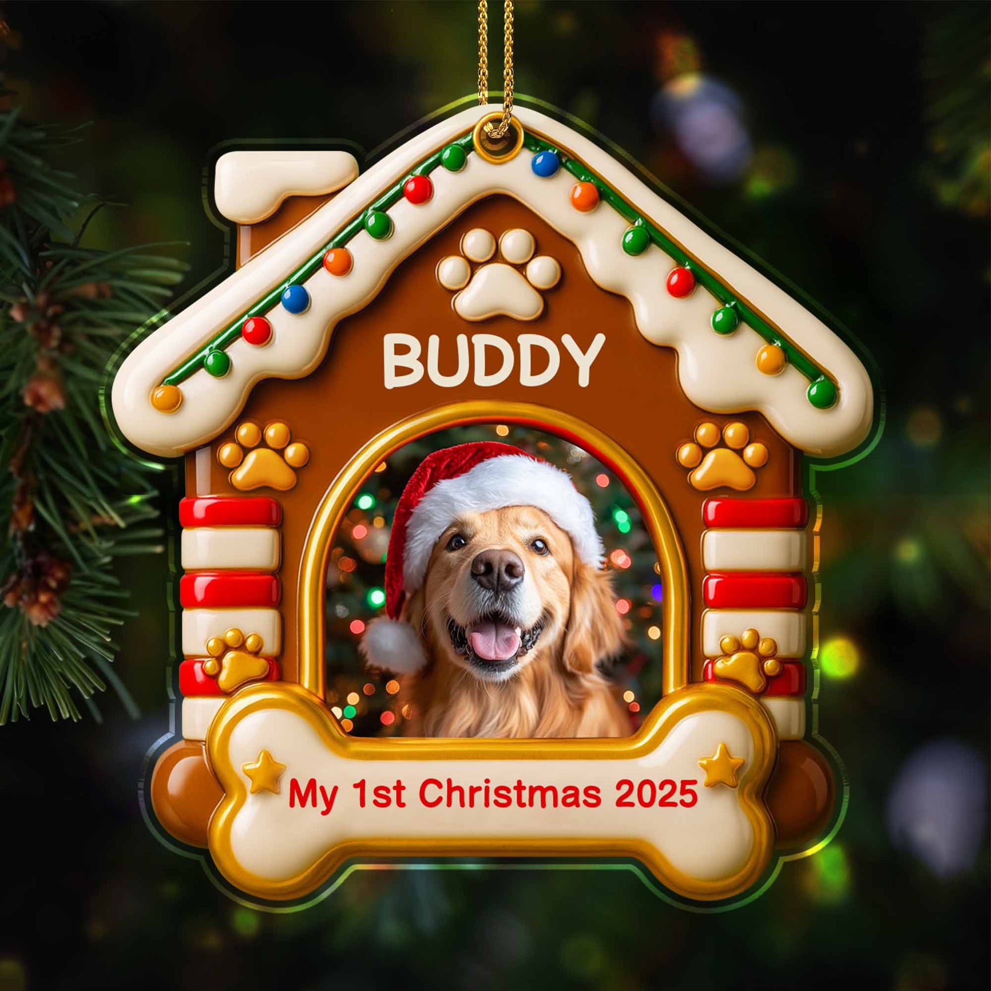 My 1st Christmas, Dog With Santa Hat