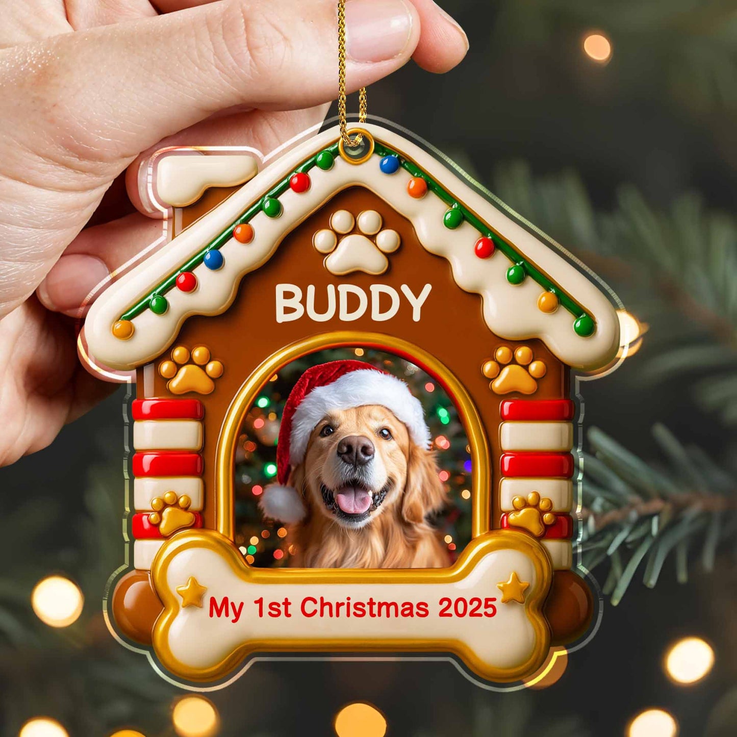 My 1st Christmas, Dog With Santa Hat