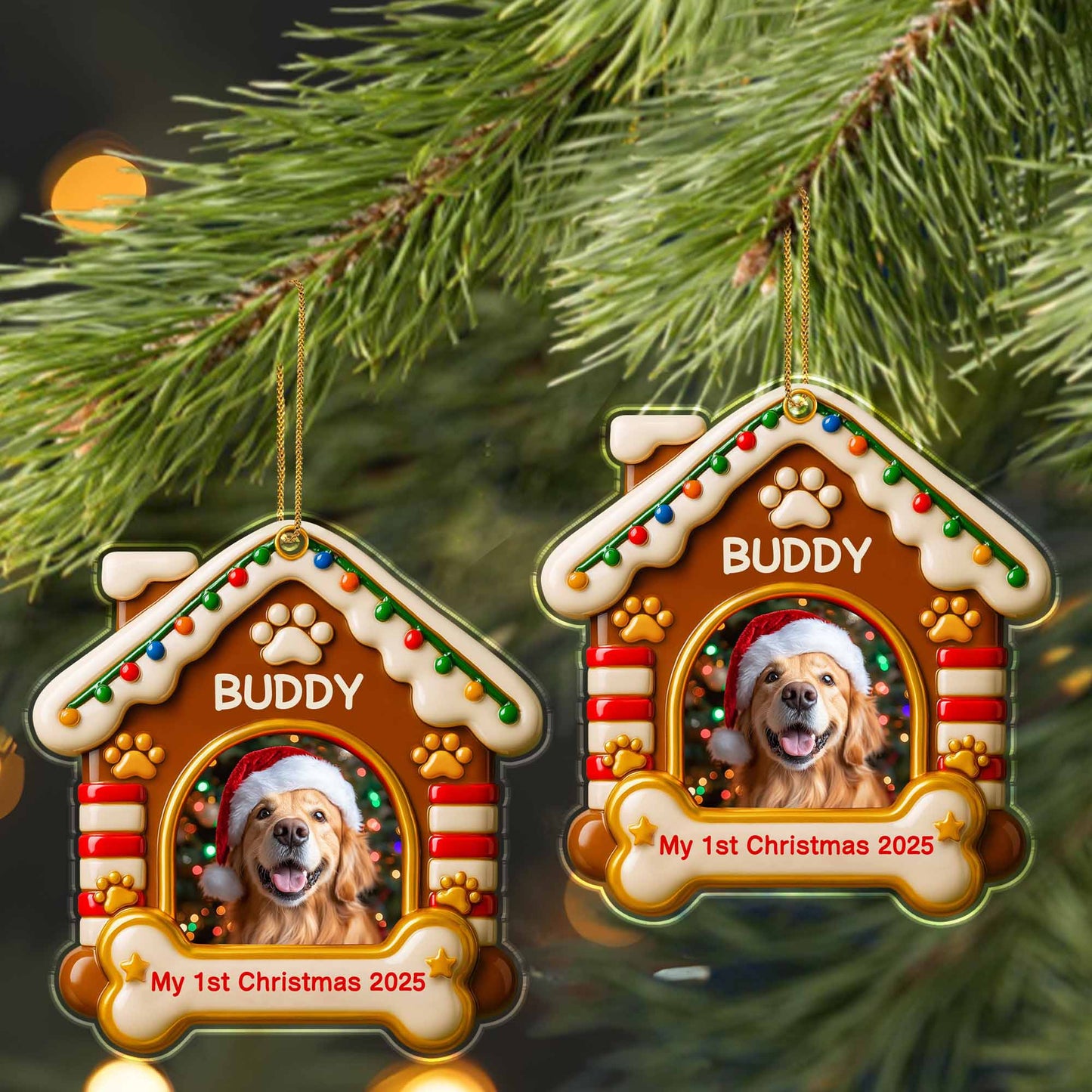 My 1st Christmas, Dog With Santa Hat