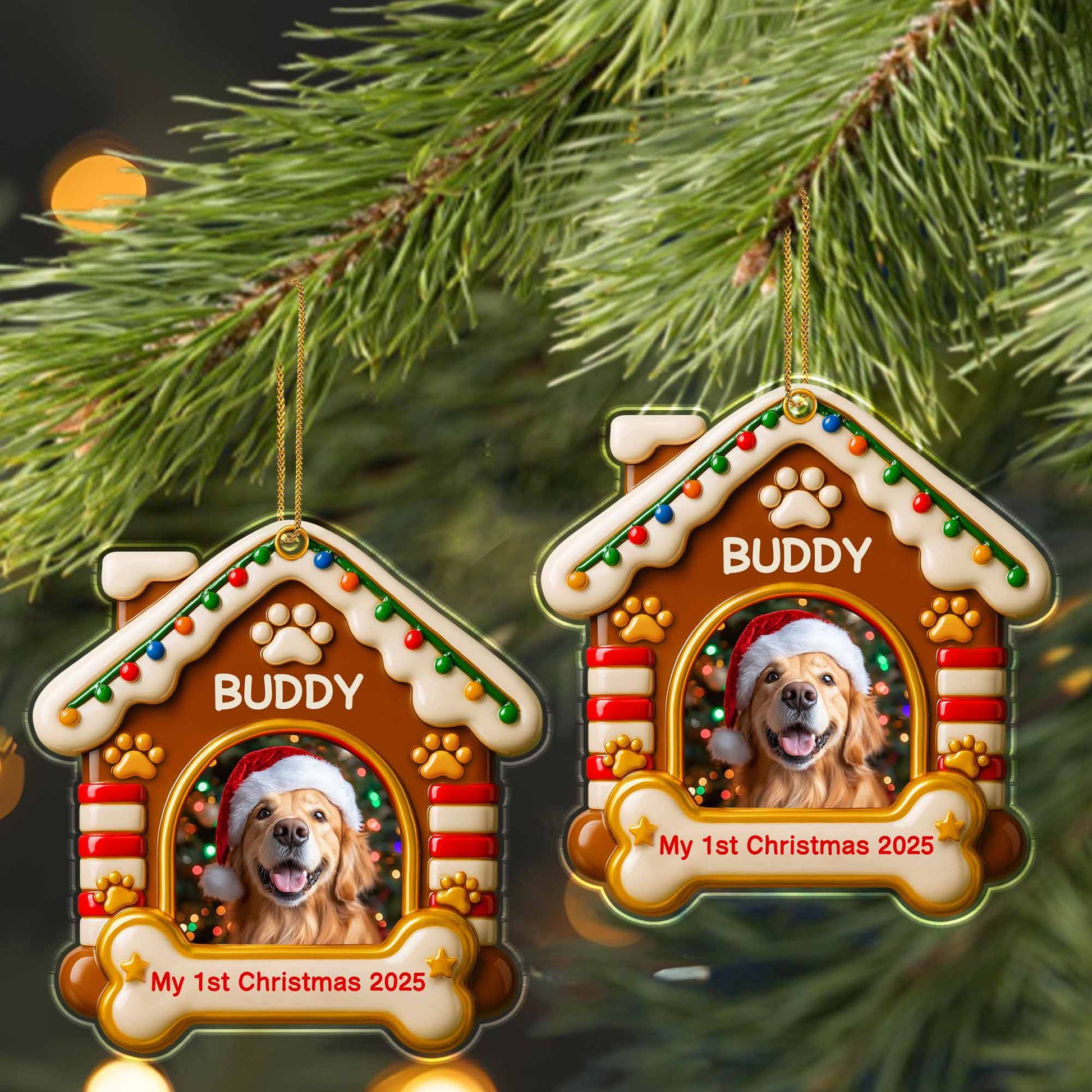 My 1st Christmas, Dog With Santa Hat