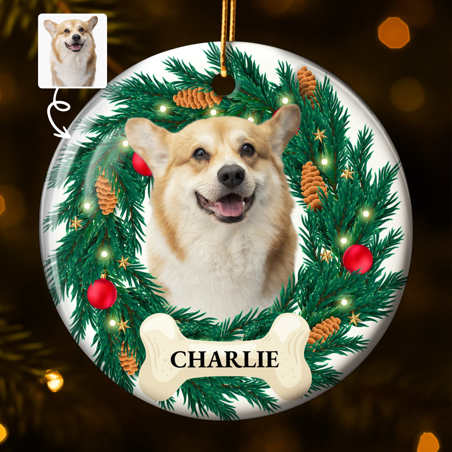 Celebrate With Our Dog Surrounded By Christmas Decor