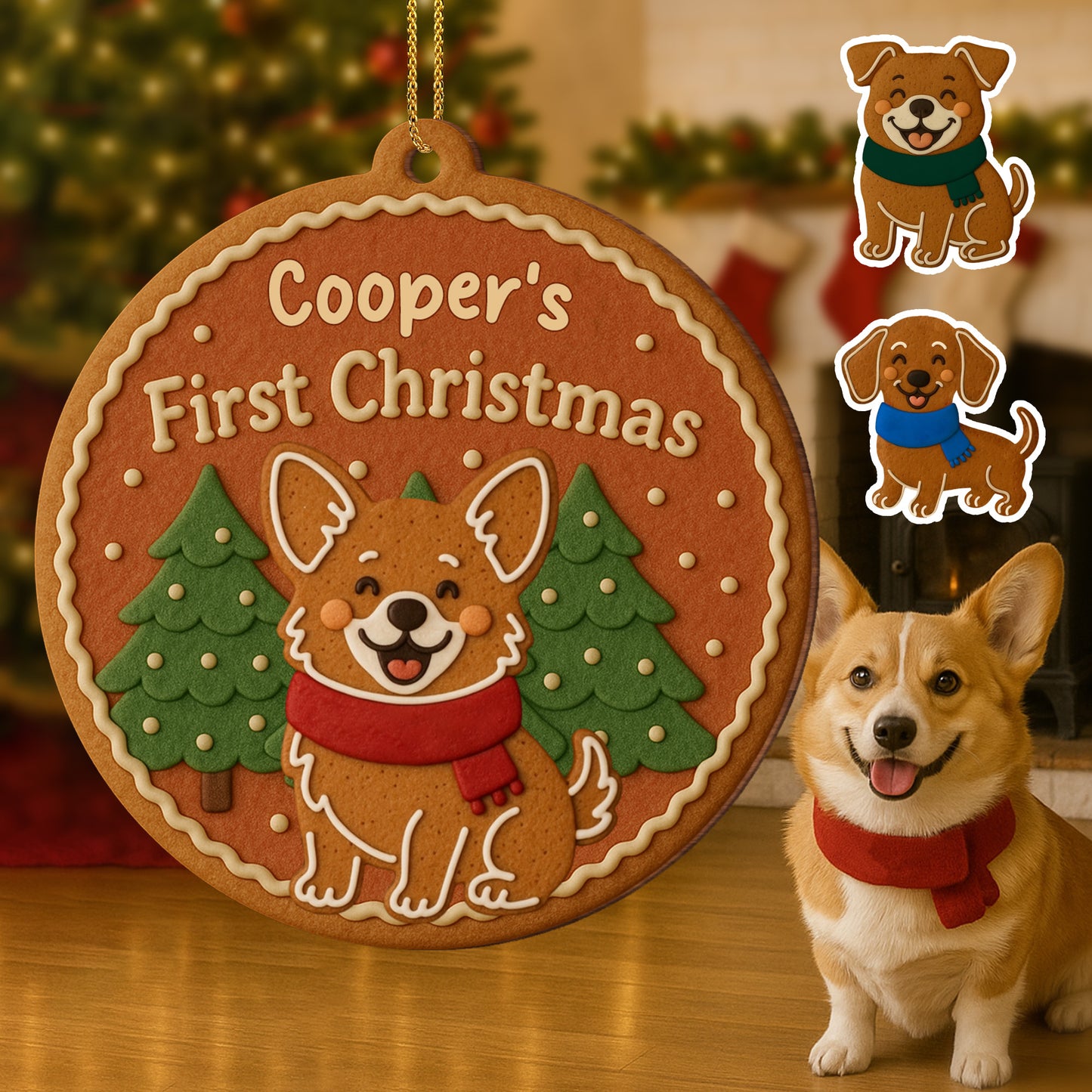 First Christmas, Dog With Christmas Trees