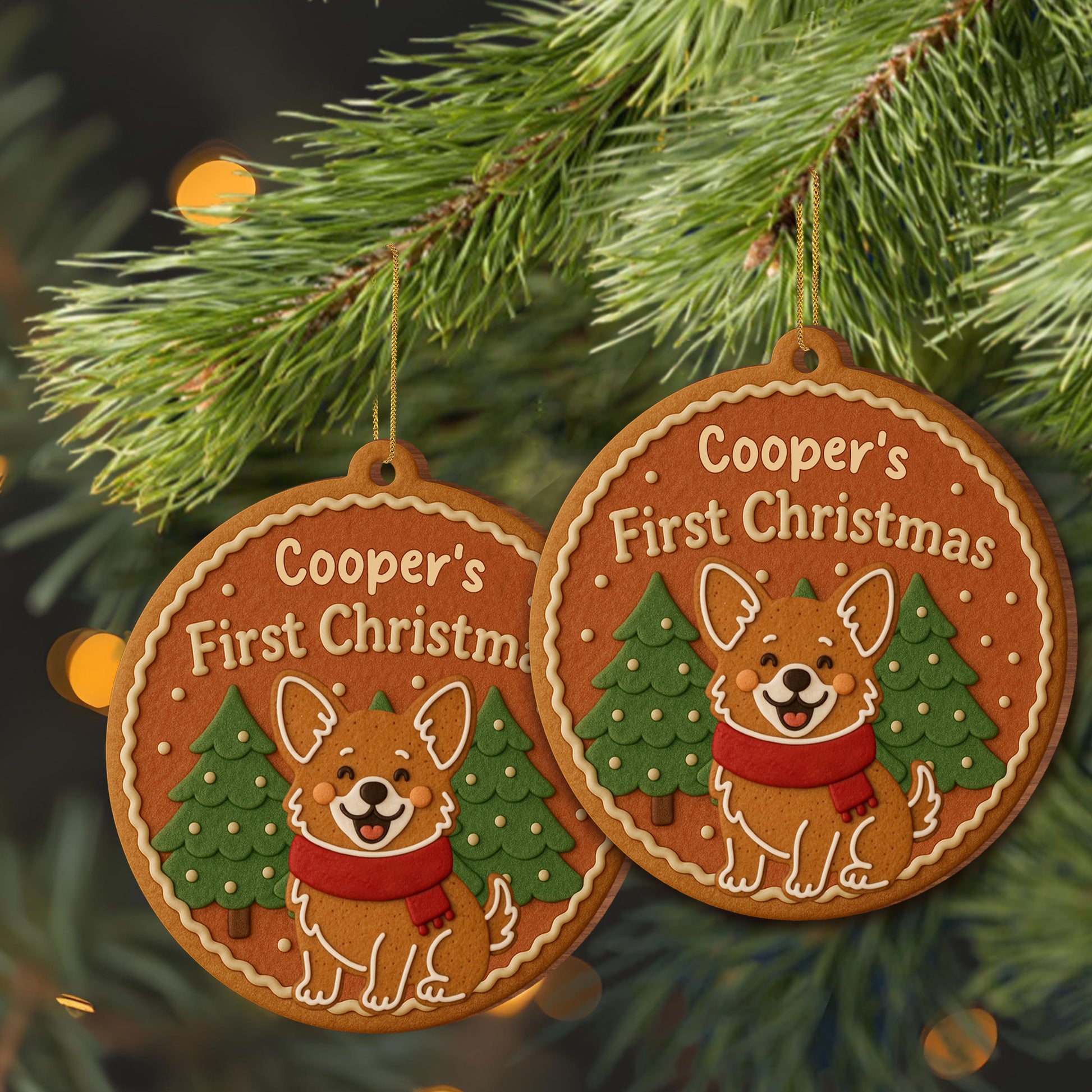 First Christmas, Dog With Christmas Trees