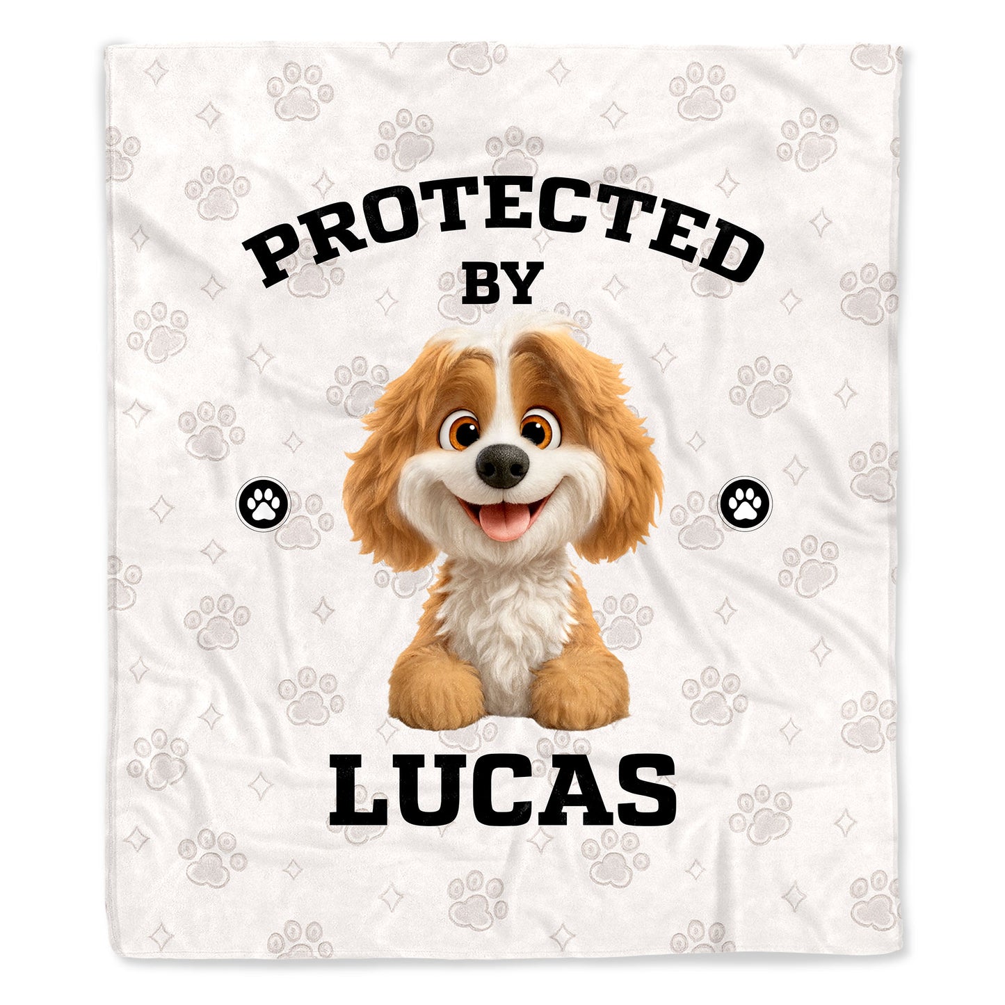 Protected By, Cute Dog And Paw Prints