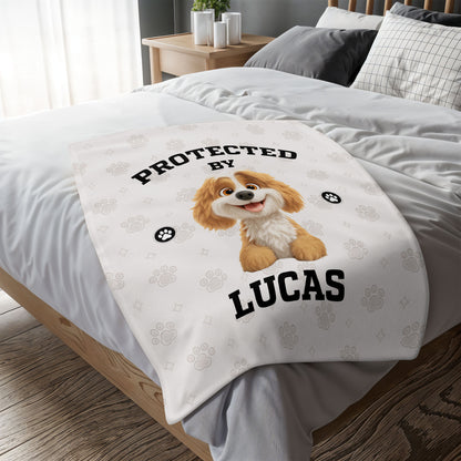 Protected By, Cute Dog And Paw Prints