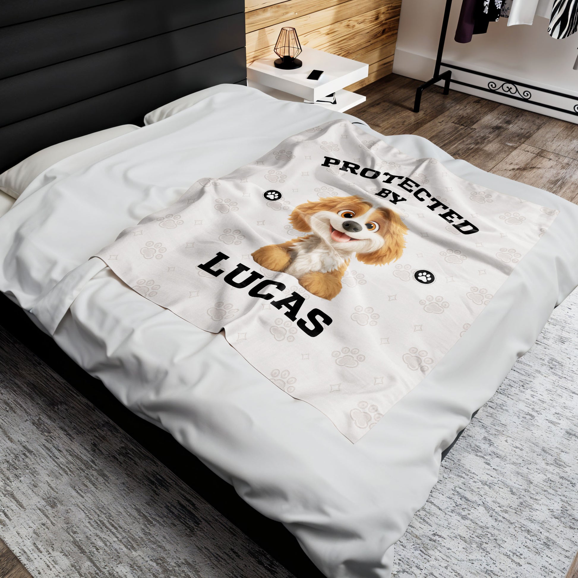 Protected By, Cute Dog And Paw Prints