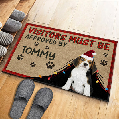 Visitors Must Be Approved By Dogs With Santa Hats