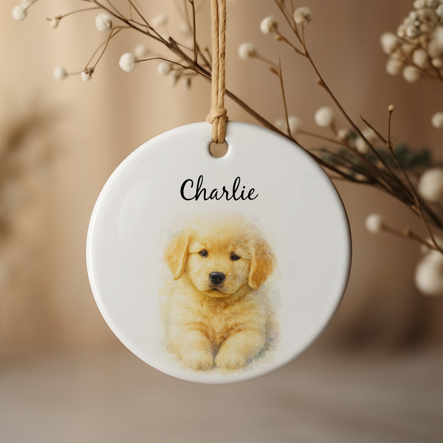 Customize With Your Pet's Name Puppy Ornament