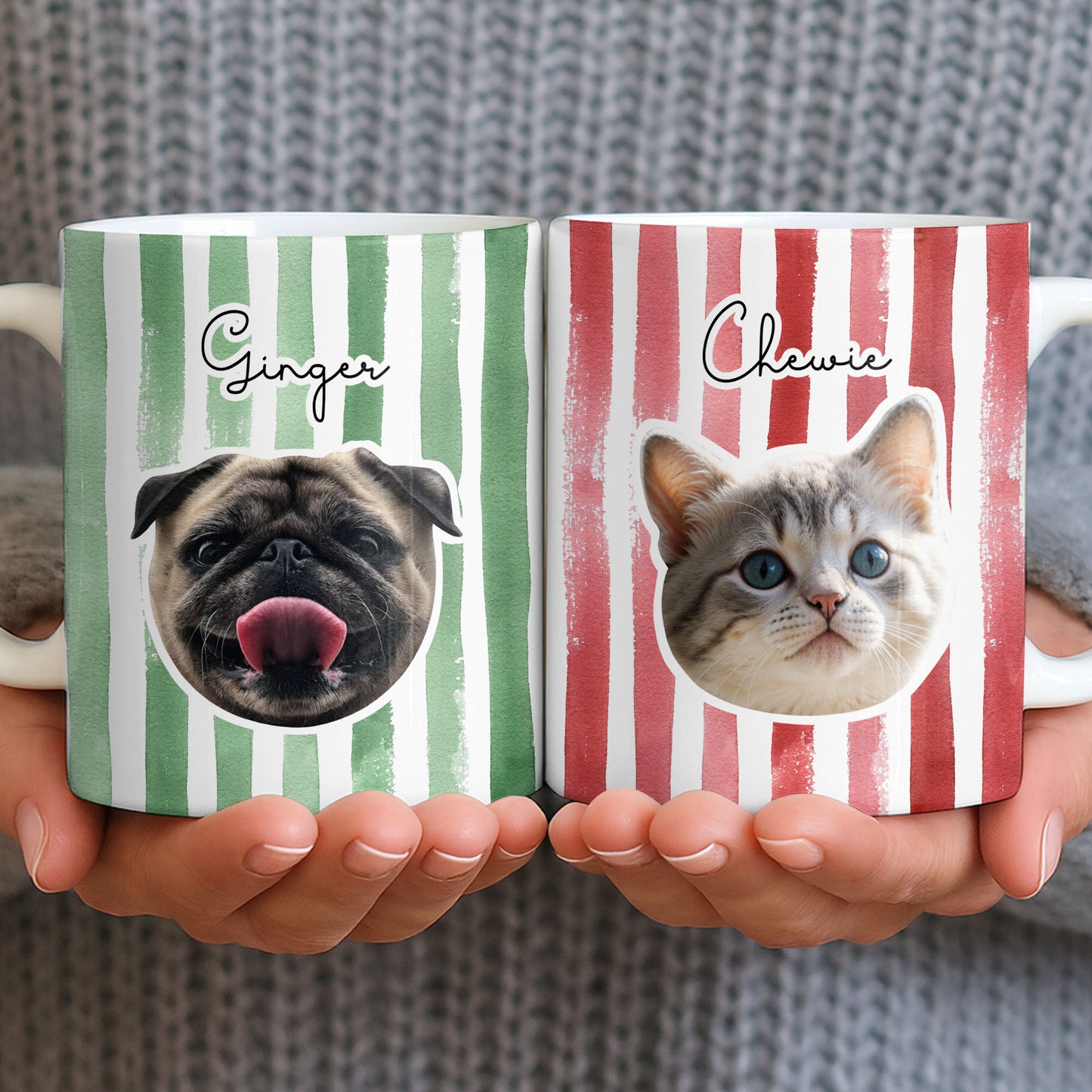 Personalized Pet Name and Photo Stripe Design