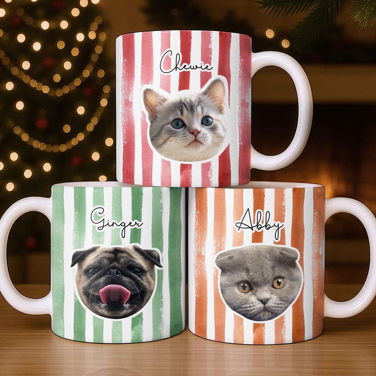 Personalized Pet Name and Photo Stripe Design