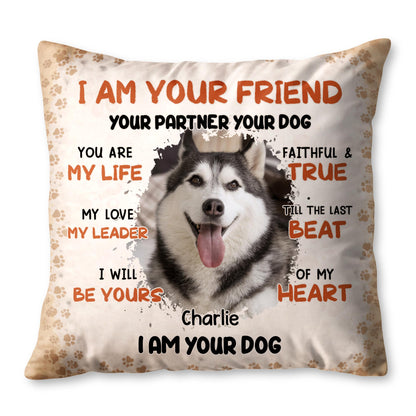 I Am Your Friend Your Partner Dog With Paws Design - Personalized Custom Pillow, Insert Included - PET160_PLW