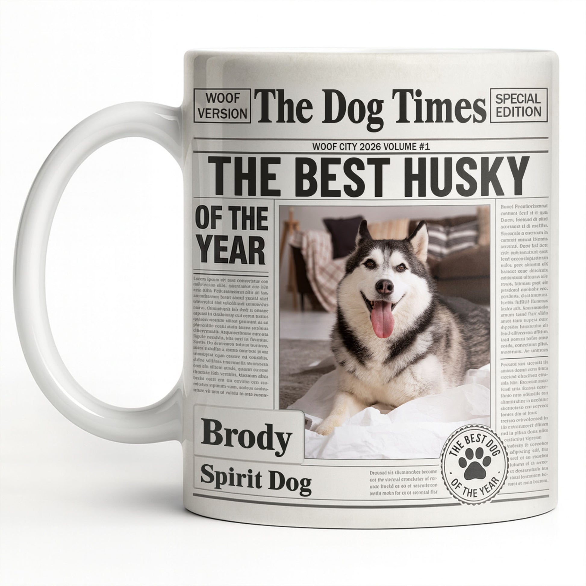The Dog Times The Best Husky Of The Year Newspaper Mug