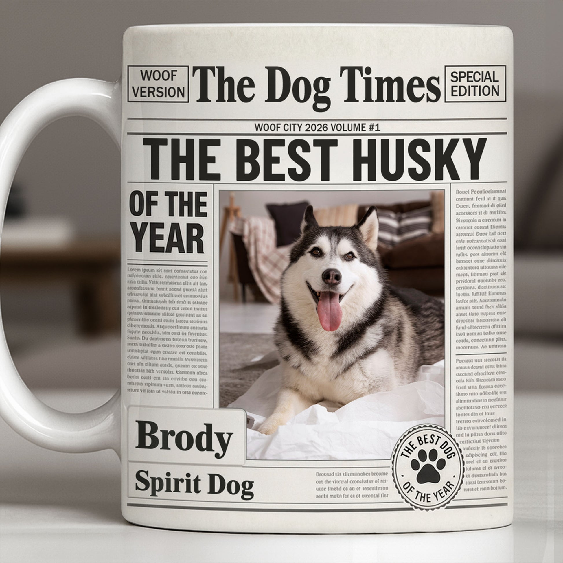 The Dog Times The Best Husky Of The Year Newspaper Mug