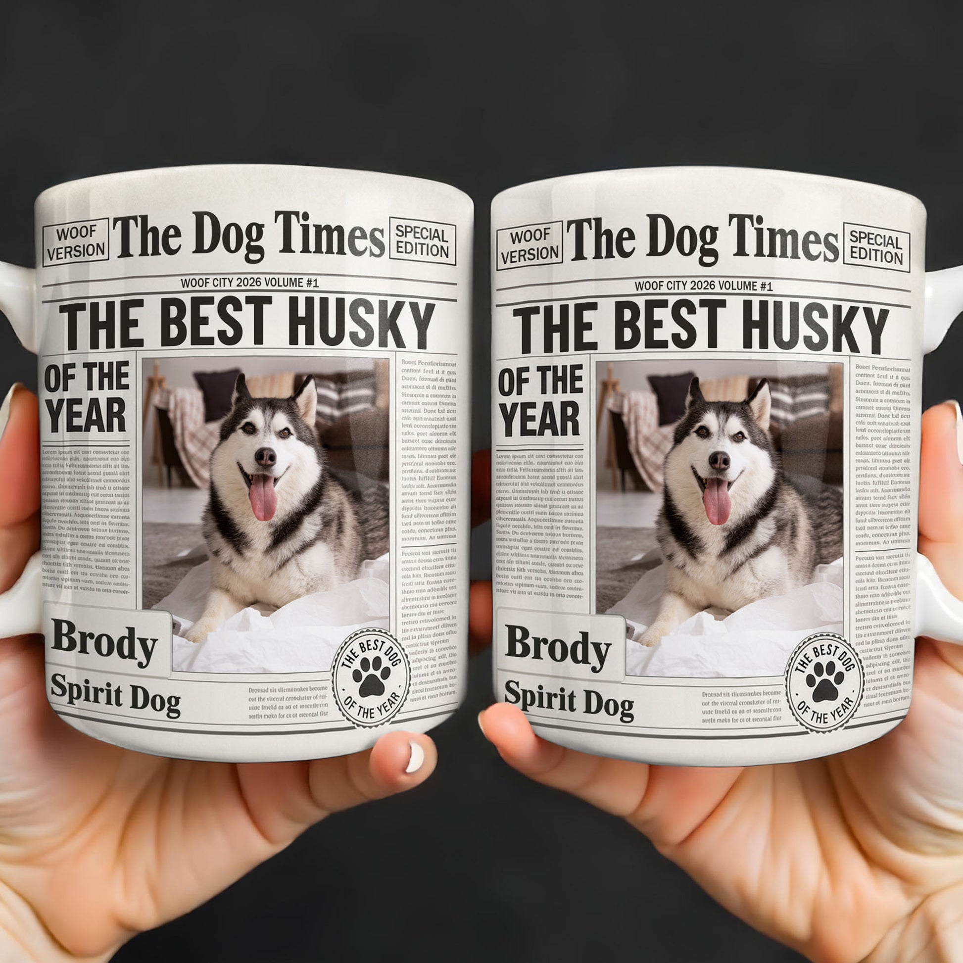 The Dog Times The Best Husky Of The Year Newspaper Mug